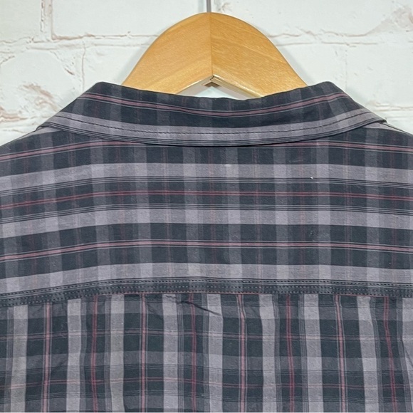 Apt.9 Modern Fit Black Tie Button Front Plaid Shirt Mens Large Black New - Picture 8 of 10